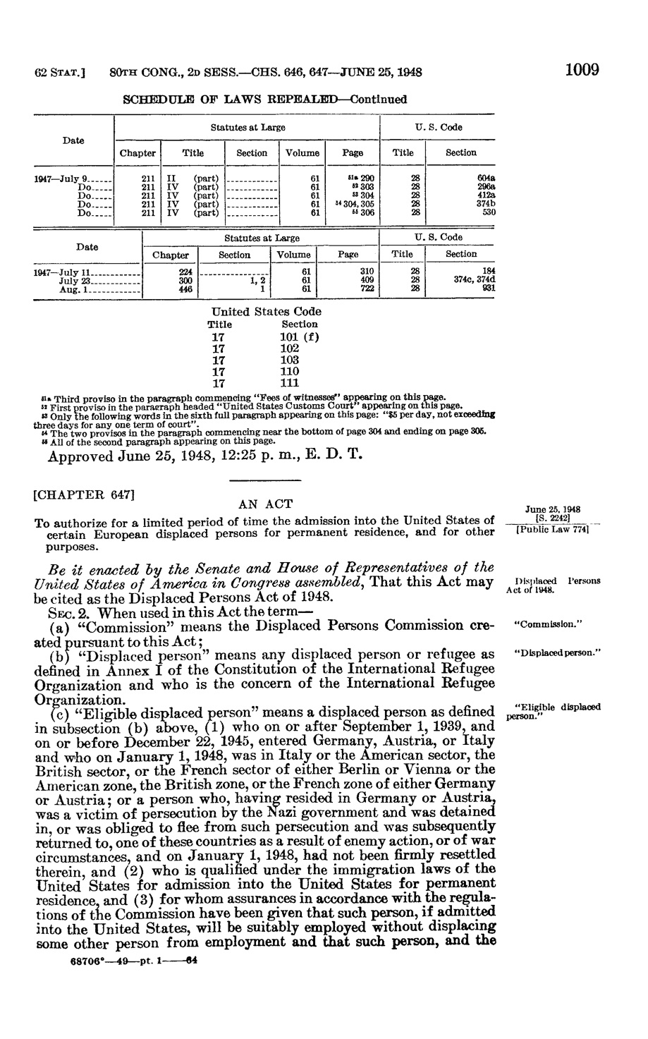 DP Act 1948