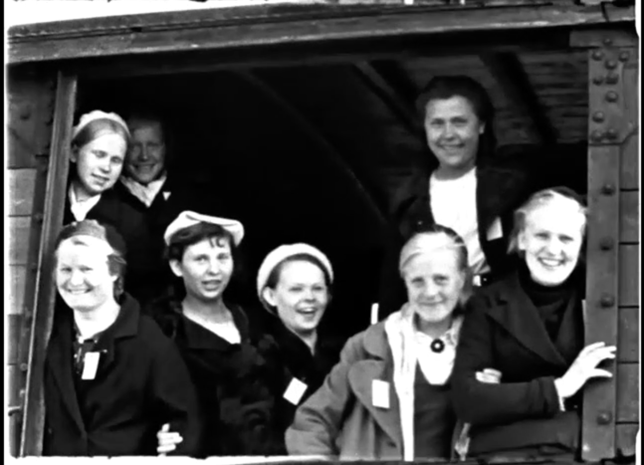 This 1942 film documents the transport of a large group of forced laborers from the Soviet Union to a border station and army processing point in German-occupied Lithuania.