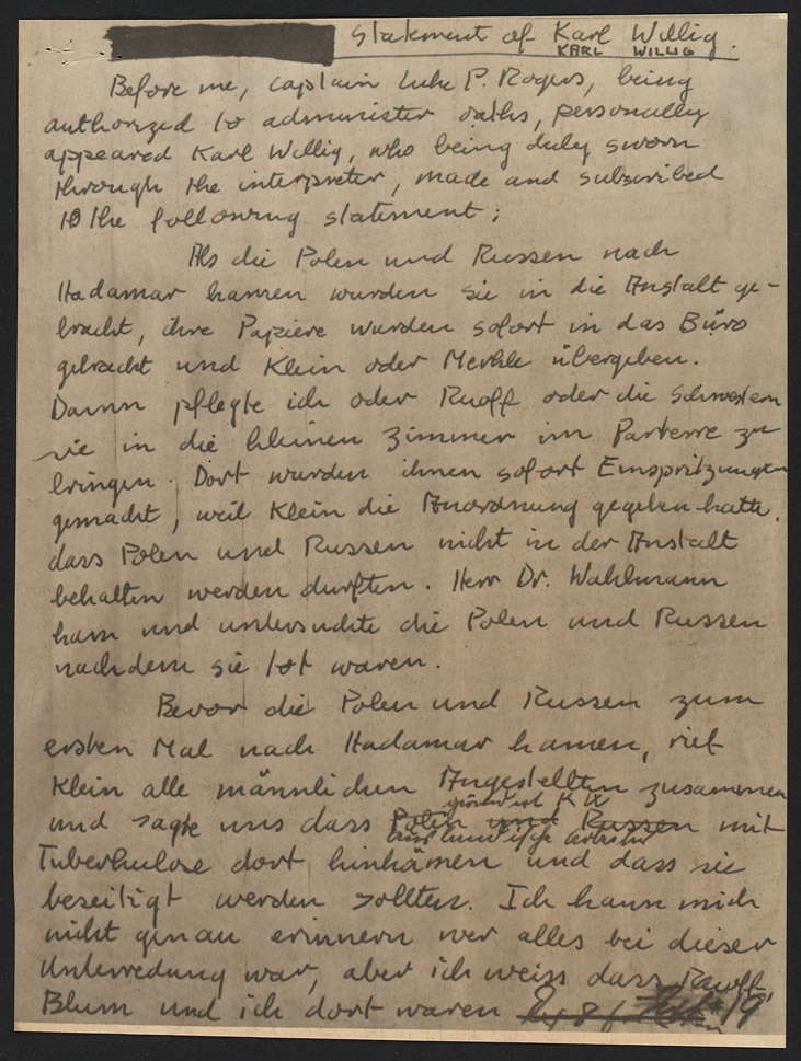 Statment of Karl Willig