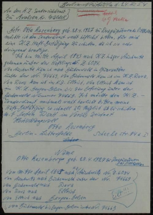 Letter by Otto Rosenberg