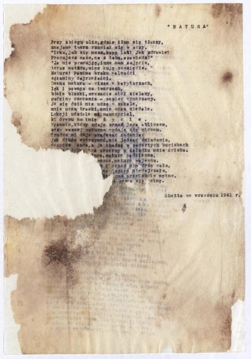 Szlengel, Władysław final exam poem 1941